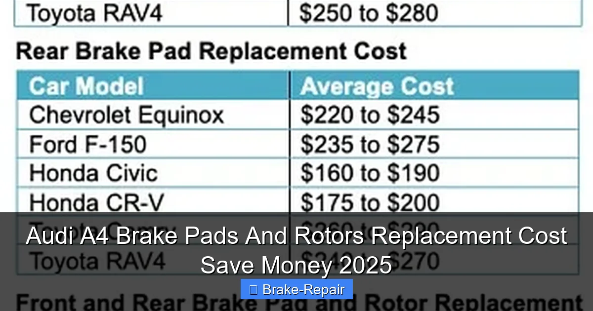 Audi A4 Brake Pads And Rotors Replacement Cost Save Money 2025