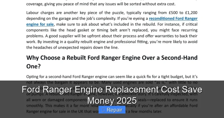 Ford Ranger Engine Replacement Cost Save Money 2025
