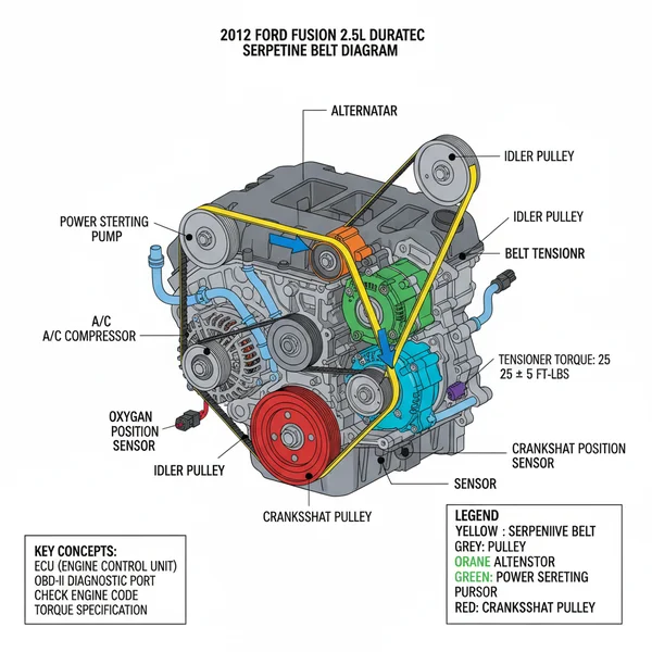 2012 ford fusion serpentine belt diagram diagram with labeled components and explanations