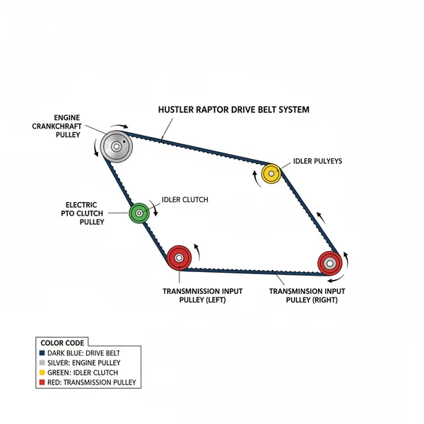 hustler raptor drive belt diagram diagram with labeled components and explanations